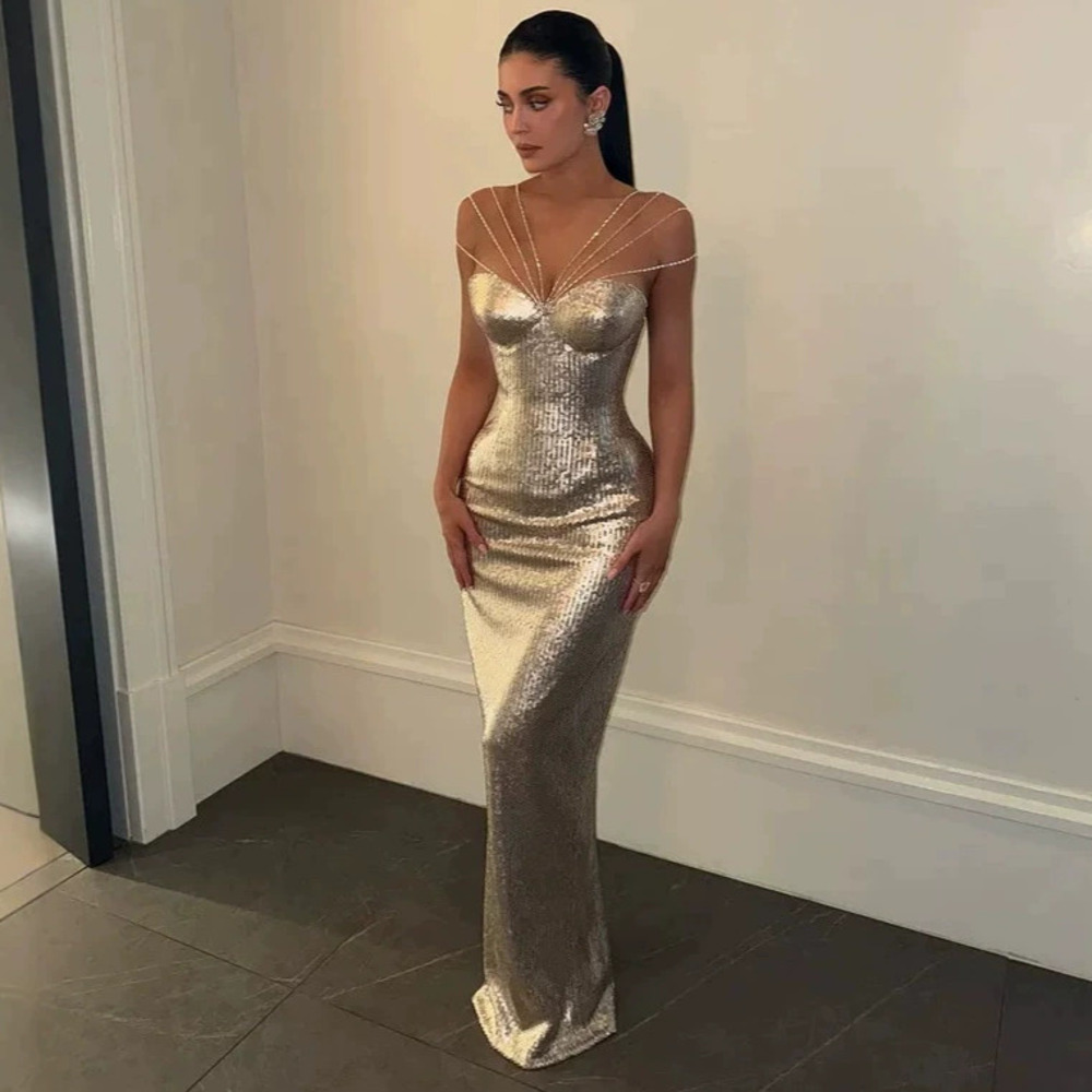 Forever 21 Elegant Summer Silver Rhinestone Bodycon Dress